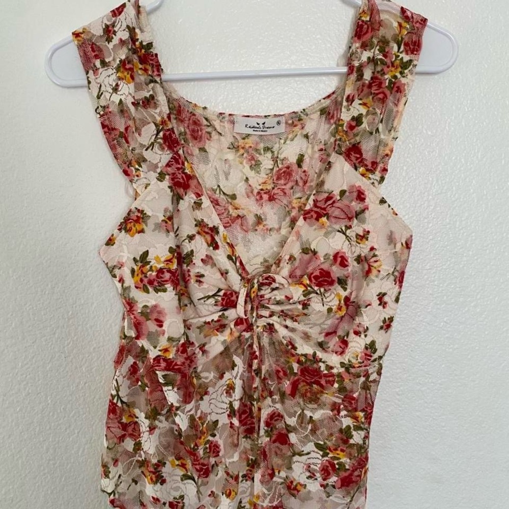Source Unknown Floral Blouse - Pink and Cream
